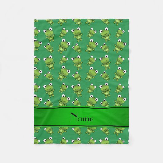 Persoonlijke naam groene kikkers fleece deken (Voorkant)