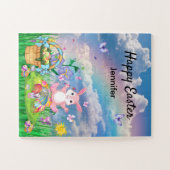 Persoonlijke naam Happy Pasen Bunny Legpuzzel (Horizontaal)