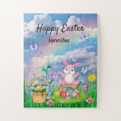 Persoonlijke naam Happy Pasen Bunny Legpuzzel (Verticaal)