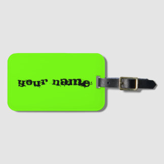 Persoonlijke naam helder fluorescent neon groen bagagelabel