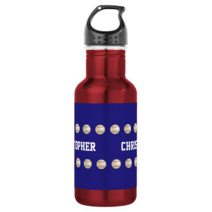 Persoonlijke naam, honkbal, rood en blauw waterfles 