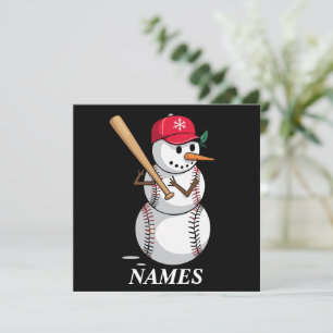 Persoonlijke naam honkbal sneeuwman ballen sneeuw feestdagenkaart