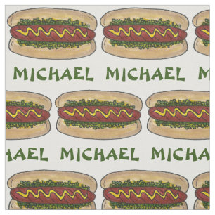 Persoonlijke naam Hot Dog Mustard Relish Picnic Stof
