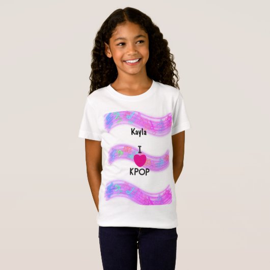 Persoonlijke naam I Love K-pop T-shirt (Voorkant volledig)