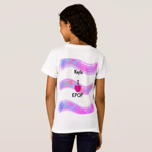 Persoonlijke naam I Love K-pop T-shirt (Achterkant volledig)