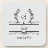 Persoonlijke naam in script met bladeren bier onderzetter (Voorkant)