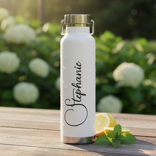 Persoonlijke naam in script waterfles