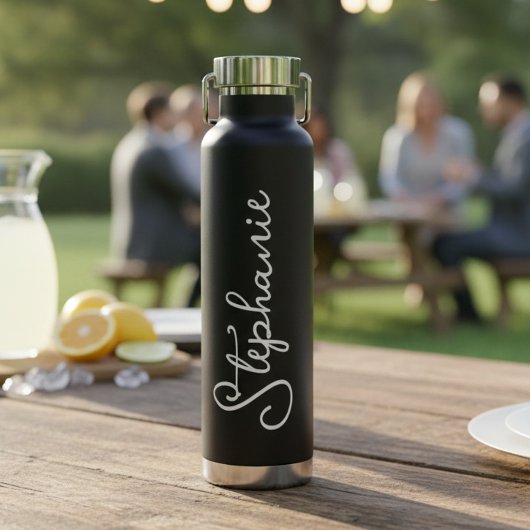 Persoonlijke naam in script waterfles