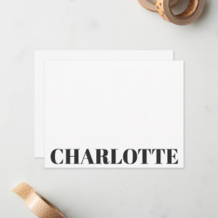 Persoonlijke naam in vet zwart lettertype chic notitiekaartje