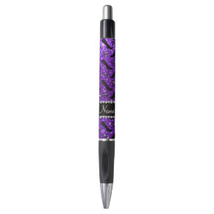 Persoonlijke naam indigo paarse glitterlaarzen pen