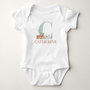 Persoonlijke naam Initiaal Letter C Baby Bodysuit