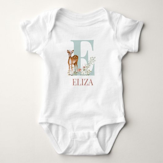 Persoonlijke naam Initiaal Letter E Baby Bodysuit (Voorkant)