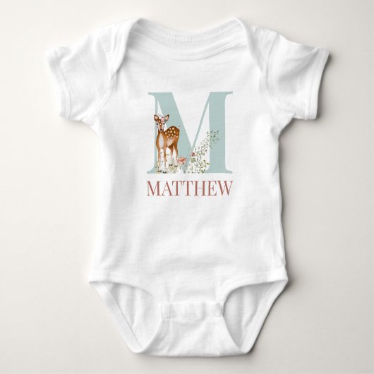 Persoonlijke naam Initiaal Letter M Baby Bodysuit (Voorkant)