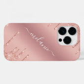 Persoonlijke naam iPhone Case Roos Blush Glitter (Achterkant (horizontaal))