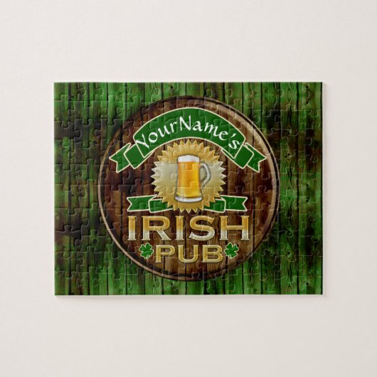 Persoonlijke naam Irish Pub Sign St. Patrick's Day Legpuzzel (Horizontaal)