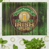 Persoonlijke naam Irish Pub Sign St. Patrick's Day Theedoek (Gevouwen)