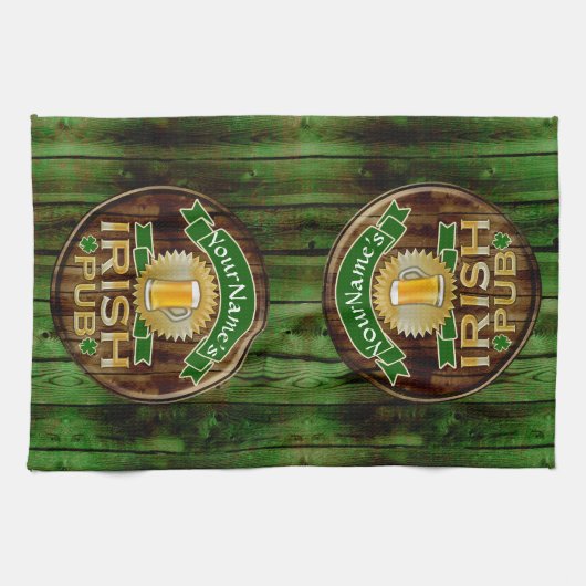 Persoonlijke naam Irish Pub Sign St. Patrick's Day Theedoek (Horizontaal)