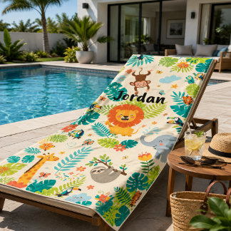 Persoonlijke naam Jungle Fun-strandhanddoek Strandlaken