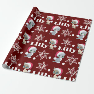 Persoonlijke naam Katten Kerstmis Cadeaupapier