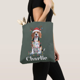 Persoonlijke naam kerst Beagle hond liefhebber Draagtas