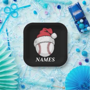 Persoonlijke naam kerst honkbal Santa-hoed Papieren Bordje