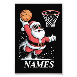 Persoonlijke naam Kerstman Santa Dunking Basketbal Foto Afdruk
