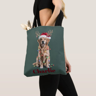 Persoonlijke Naam Kerstmis Goud Retriever Hond Draagtas