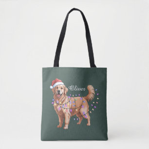 Persoonlijke Naam Kerstmis Goud Retriever Hond Draagtas