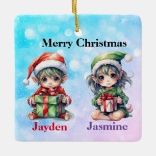 Persoonlijke naam kerstornament keramisch ornament