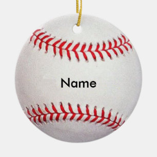 Persoonlijke naam kerstversiering honkbal keramisch ornament