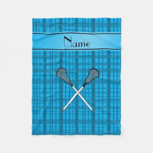 Persoonlijke naam lacrosse sky blue plaid fleece deken (Voorkant)