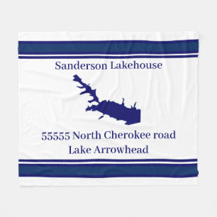 Persoonlijke naam Lake Arrowiad Map Navy Blue Fleece Deken