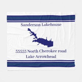 Persoonlijke naam Lake Arrowiad Map Navy Blue Fleece Deken