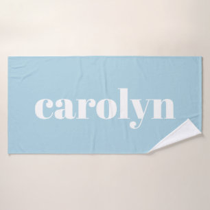 Persoonlijke Naam Lichtblauwe Retro Typografie Badhanddoek
