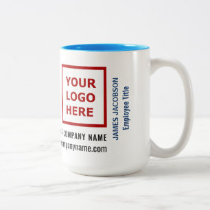Persoonlijke naam logo website voor personeelslede tweekleurige koffiemok