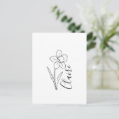 Persoonlijke naam Maart narcis Geboorte bloem Uitnodiging Briefkaart (Staand voorkant)