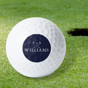 Persoonlijke naam marineblauwe golfclubs golfballen