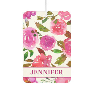 Persoonlijke naam Meisjes Paarse Waterverf Floral Luchtverfrisser