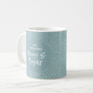 Persoonlijke naam 'Merry & Bright' Familie Koffiemok