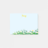 Persoonlijke naam met Daisy Flowers Light Blue Post-it® Notes (Voorkant)