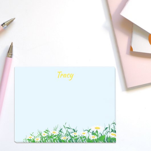 Persoonlijke naam met Daisy Flowers Light Blue Post-it® Notes