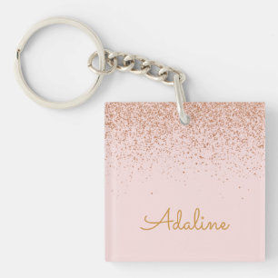 Persoonlijke naam met gouden glitters in monograms sleutelhanger