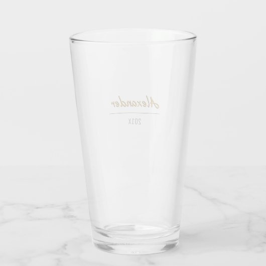 Persoonlijke naam met jaar of datum glas (Achterkant)