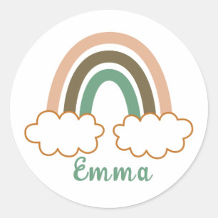 Persoonlijke naam met Trendy Boho Rainbow Ronde Sticker