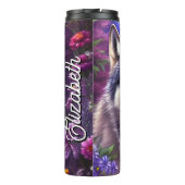 Persoonlijke naam Midnight Howl Floral Wolf Thermosbeker (Achterkant)