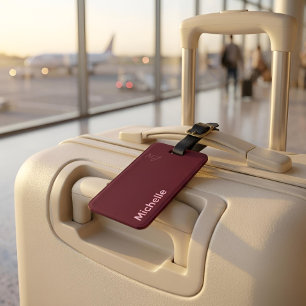 Persoonlijke naam minimalistische chic bordeauxroo bagagelabel
