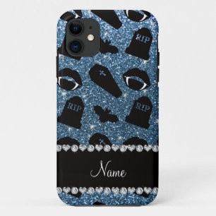 Persoonlijke naam misty blue glitter vampire iPhone 11 hoesje