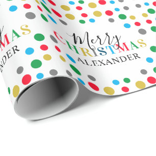 Persoonlijke naam Modern Colorful Kerstmis Cadeaupapier