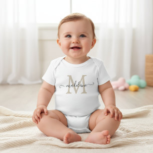 Persoonlijke naam monogram beige romper