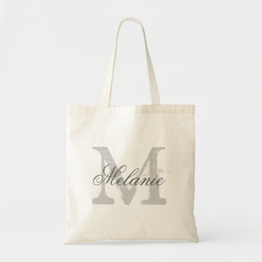 Persoonlijke naam monogram canvas tas | Grijs (Voorkant)